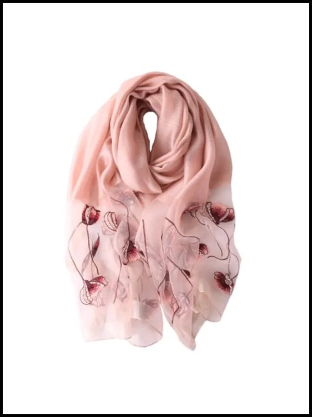 Handmade Silk and Cotton Embroidered Scarf Shawl Large Wrap Pashmina